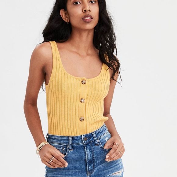 American Eagle Outfitters Tops - 💰⬇️American Eagle Yellow Button Tank Top